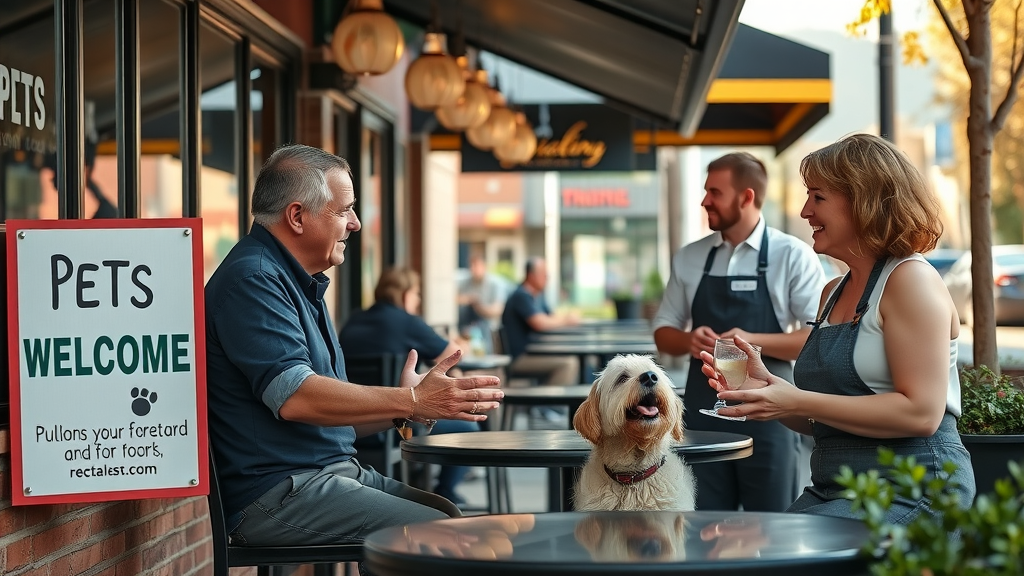 Friendly restaurant patio in downtown Bend Oregon with