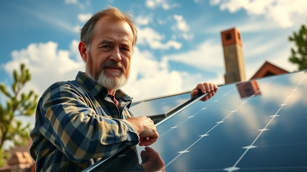 Central Oregon homeowner installing solar power panels in a scenic environment.