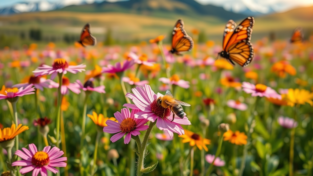 Native bees and monarch butterflies pollinate wildflowers in a Deschutes Land Trust preserve