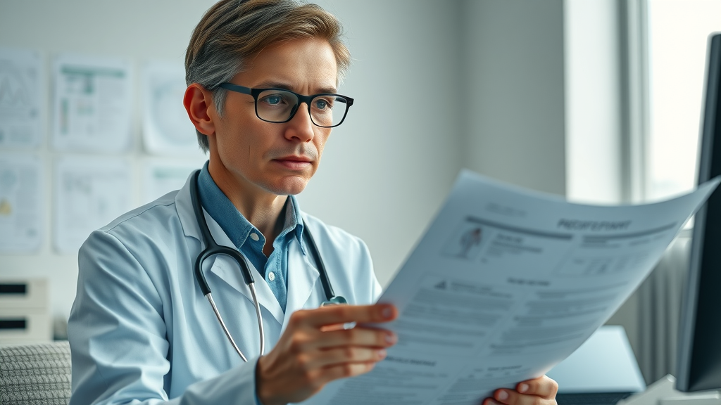 Healthcare professional assessing kratom pro and cons, clinical setting