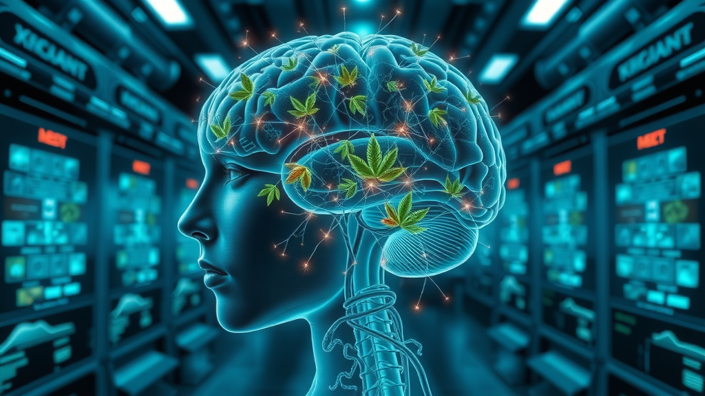 Digital illustration of human brain and nervous system, highlighting kratom effects