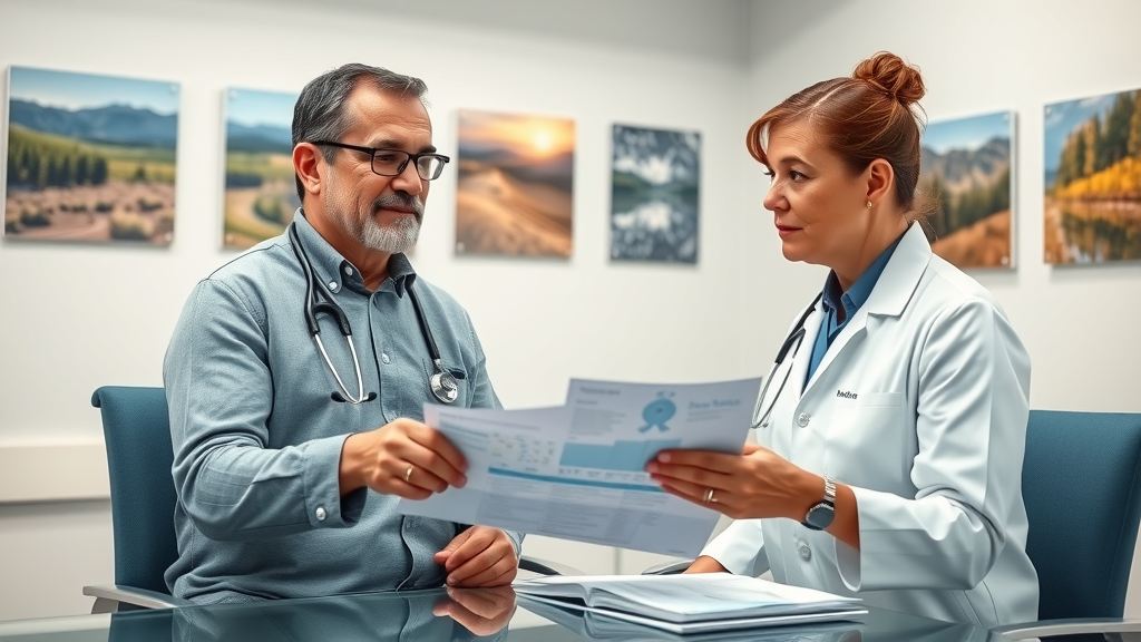 Confident medical doctor consulting with patient about integrative holistic health options in Central Oregon clinic