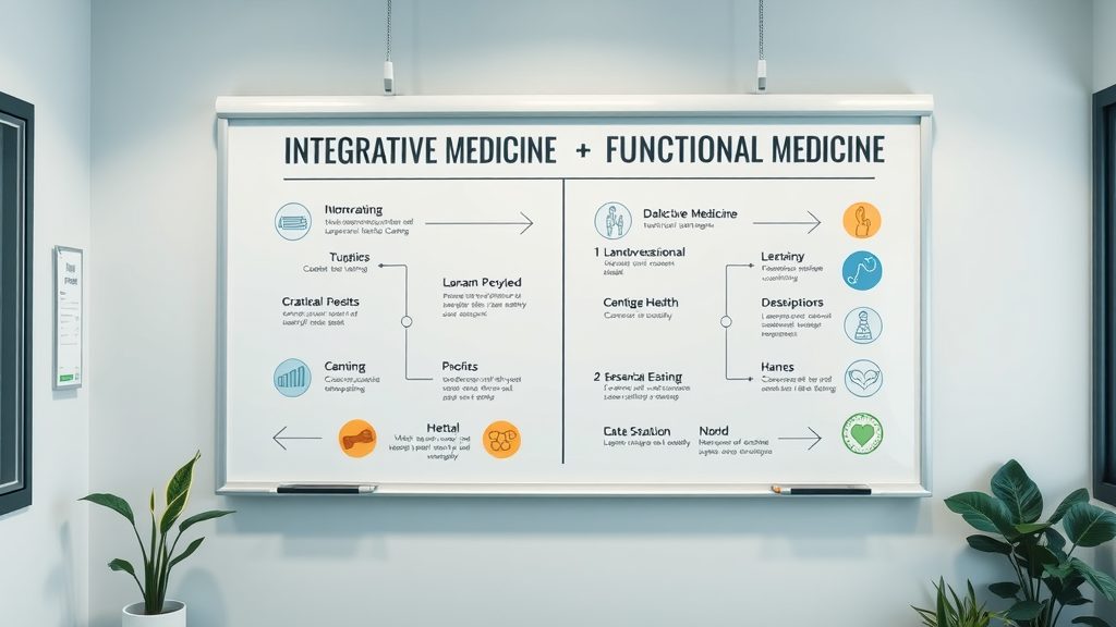 Visual comparison of integrative medicine, functional medicine, and holistic health in Central Oregon clinics.