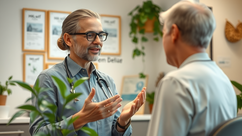 professional herbal medicine practitioner, herbal medicine Oregon, consulting with patient in modern clinic, wellness office with plants, certificates on wall