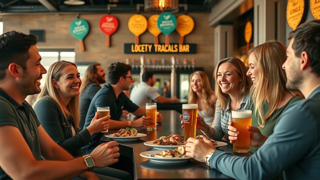 Guests enjoying craft beer and food at Ballers &amp; Brews grand opening in Bend
