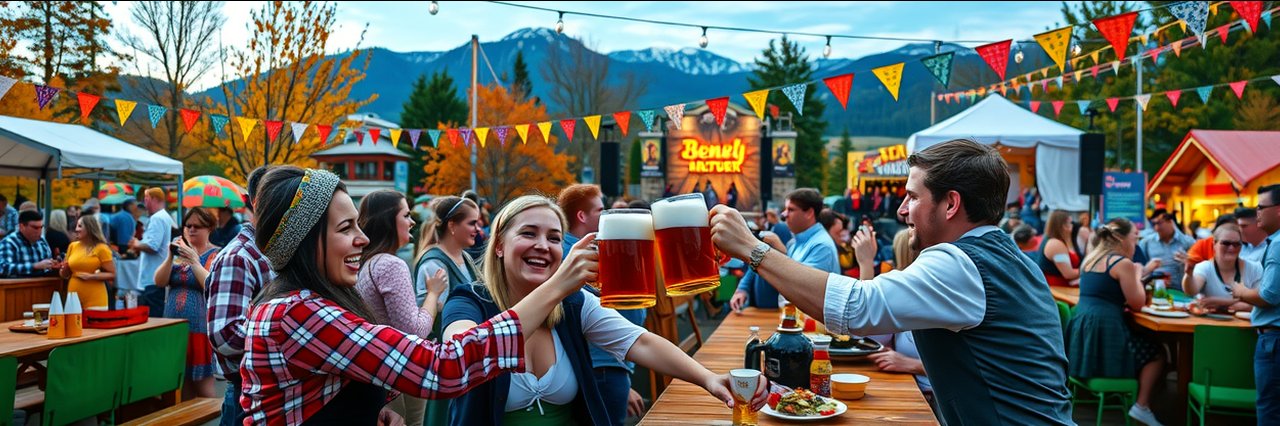 Crowd enjoying Bend Oktoberfest 2025 outdoors, festive autumn scene in park